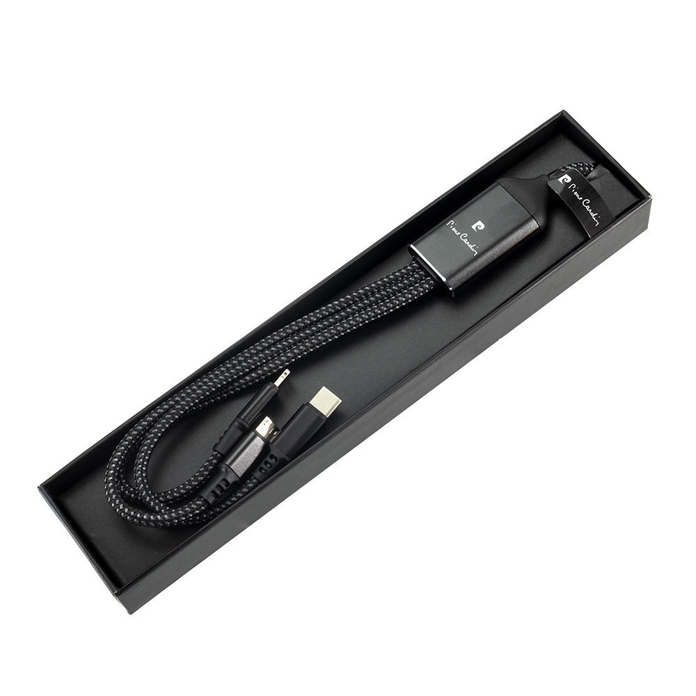 Logo trade promotional giveaway photo of: 3 in 1 cable with elighted logo Pierre Cardin