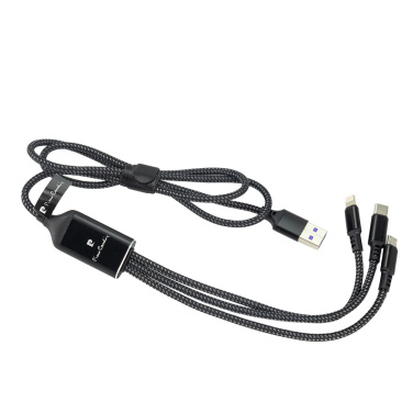 Logo trade promotional gifts image of: 3 in 1 cable with elighted logo Pierre Cardin