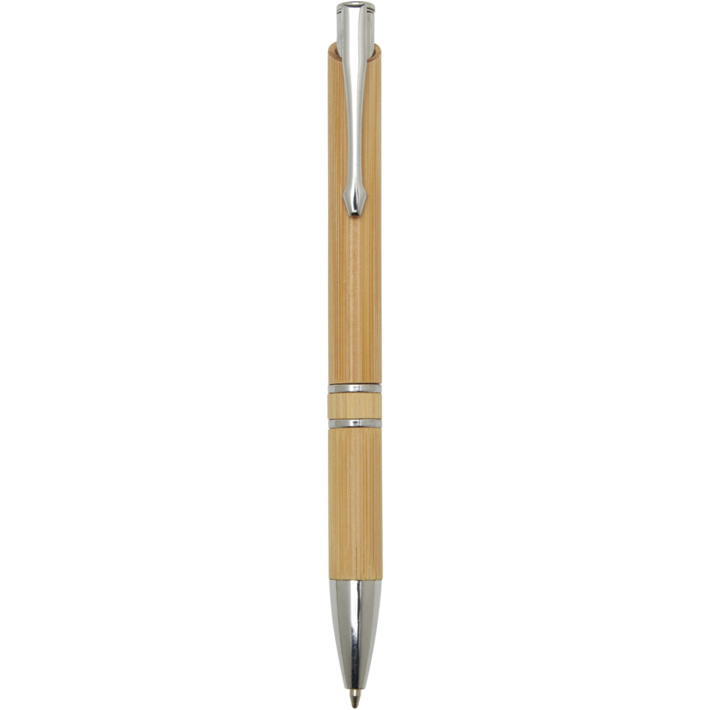 Logo trade advertising products image of: Wicker bamboo ballpoint pen