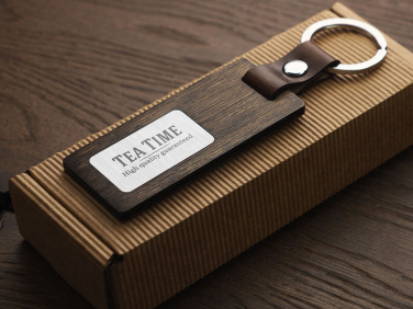 Logo trade corporate gifts image of: Wooden keyring 1853121