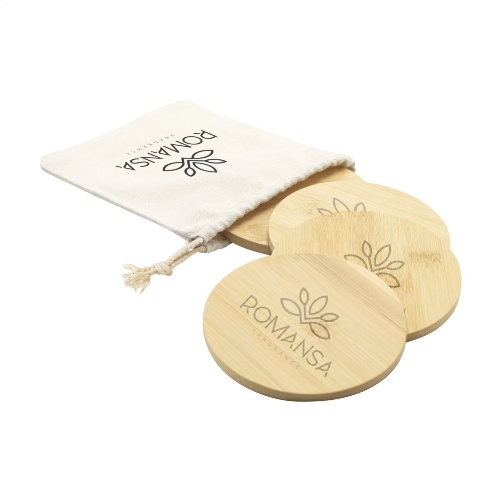 Logo trade promotional products image of: Bamboo Coaster Set