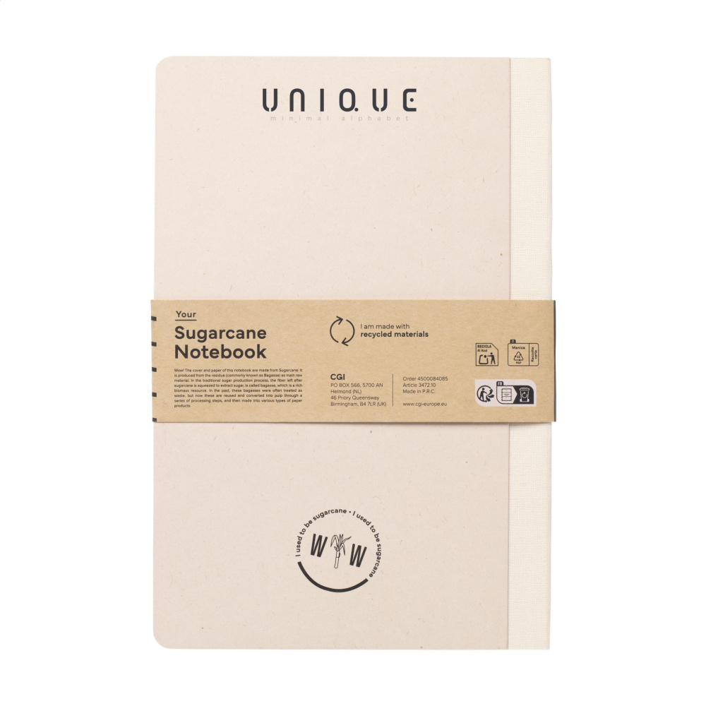 Logo trade business gifts image of: Sugarcane Paper Notebook A5