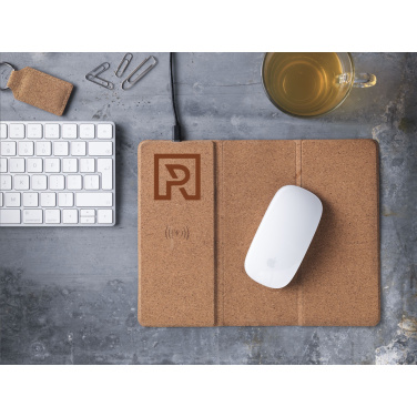 Logo trade advertising products picture of: Cork Wireless Charging Mousepad