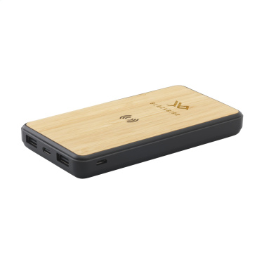 Logo trade corporate gifts image of: Boru Bamboo RCS Recycled ABS Powerbank Wireless Charger