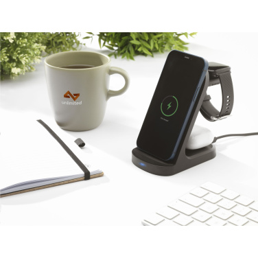Logotrade corporate gifts photo of: Triple-Up RCS Recycled ABS Wireless Charger Stand