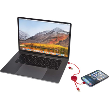 Logo trade business gift photo of: Alasia 5-in-1 recycled aluminium and plastic 30 cm data sync and 27W fast charge cable