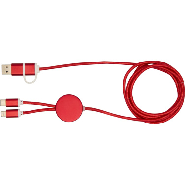Logotrade promotional merchandise image of: Alasia 5-in-1 recycled aluminium and plastic 150 cm data sync and 27W fast charge cable