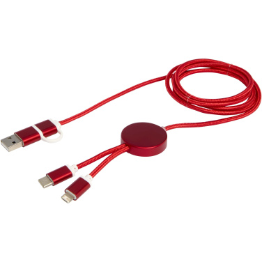 Logotrade promotional gift image of: Alasia 5-in-1 recycled aluminium and plastic 150 cm data sync and 27W fast charge cable