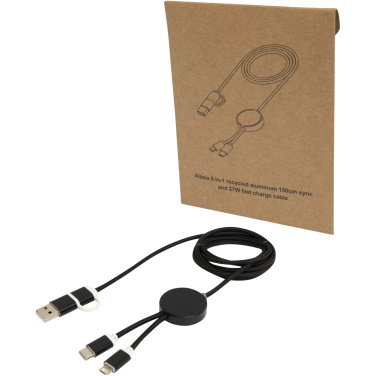 Logotrade corporate gift picture of: Alasia 5-in-1 recycled aluminium and plastic 150 cm data sync and 27W fast charge cable
