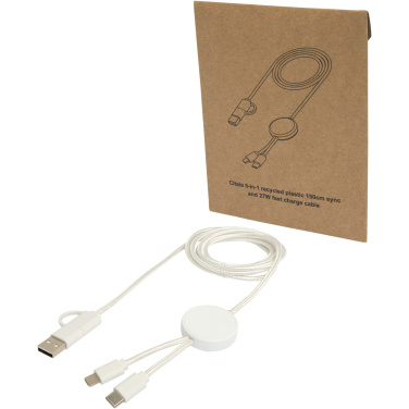 Logotrade promotional product picture of: Citala 5-in-1 recycled plastic 150 cm data sync and 27W fast charge cable