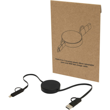 Logotrade promotional merchandise photo of: Citala 5-in-1 recycled plastic 90 cm retractable data sync and 40W fast charge cable