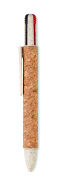 Logo trade promotional giveaway photo of: Cork 4-colour ink ball pen
