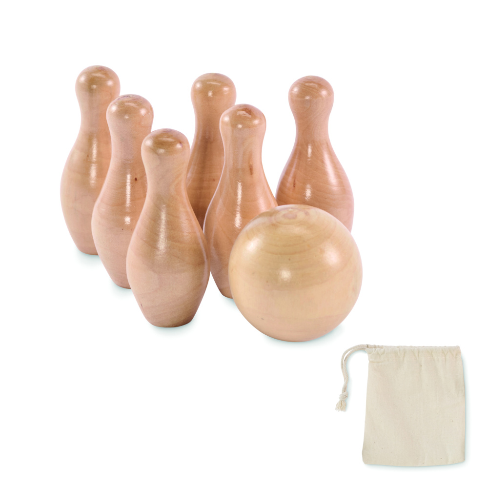 Logo trade promotional merchandise photo of: Mini pine wood bowling set