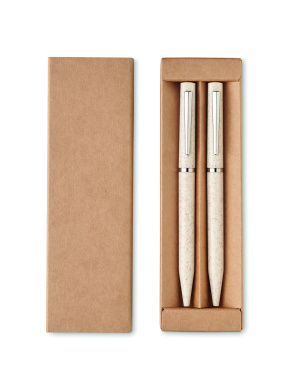 Logo trade corporate gift photo of: Wheat straw/ABS twist pen set