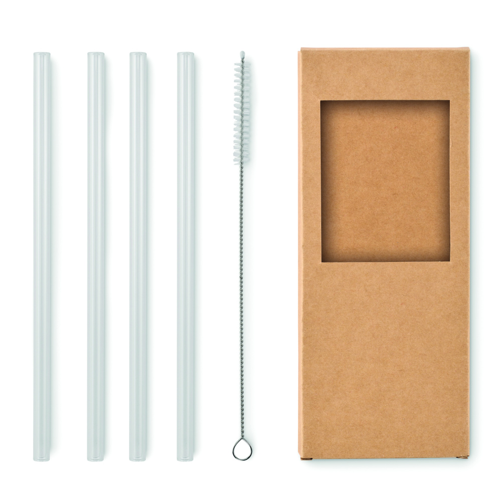 Logo trade promotional gifts picture of: 4 reusable glass straws