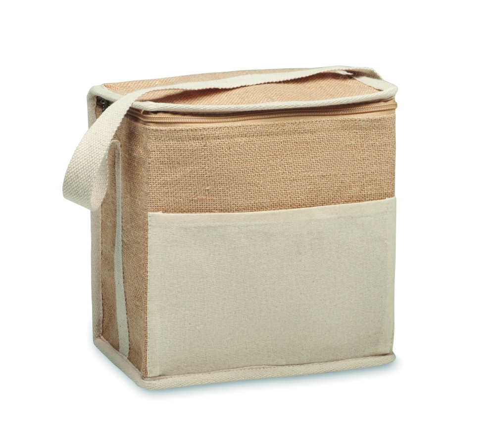 Logo trade business gift photo of: Jute and canvas cooler bag 3L