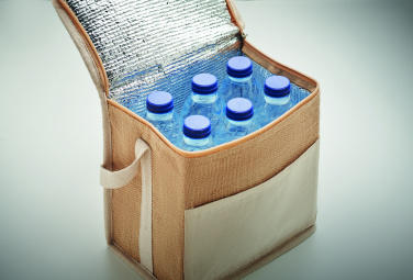 Logotrade promotional giveaway image of: Jute and canvas cooler bag 3L