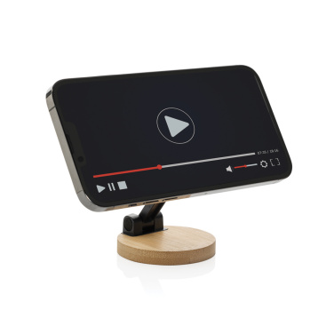 Logo trade corporate gifts image of: Magmount RCS recycled plastic and bamboo phone stand