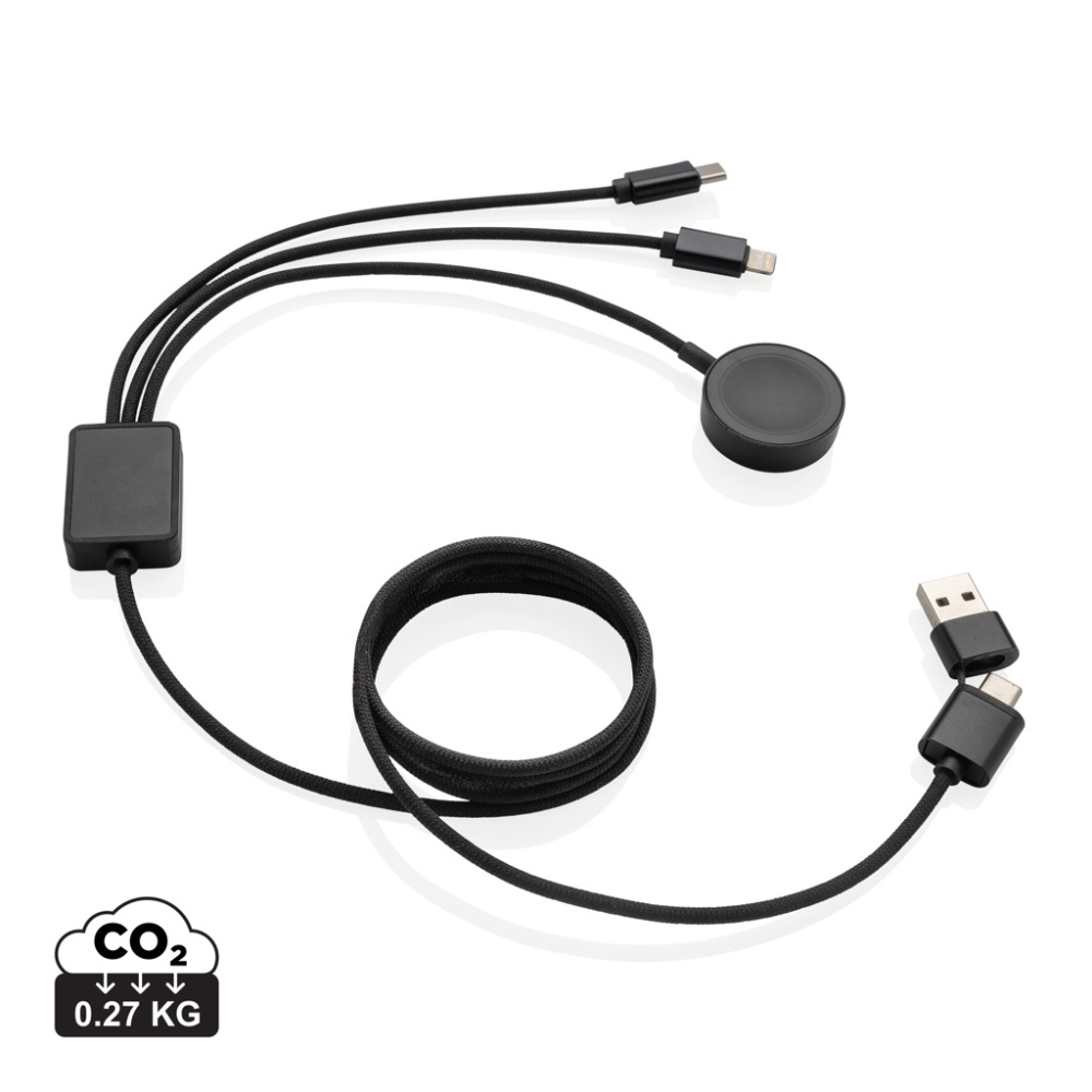 Logo trade promotional giveaways image of: Terra RCS rPET 6-in-1 charging cable with watch charger