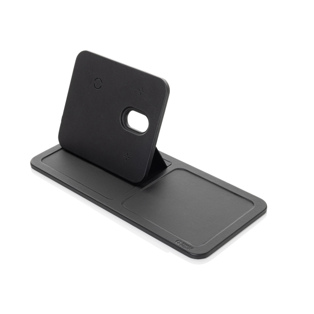 Logo trade promotional items image of: Swiss Peak 3 in 1 RCS recycled PU wireless charger desk tray