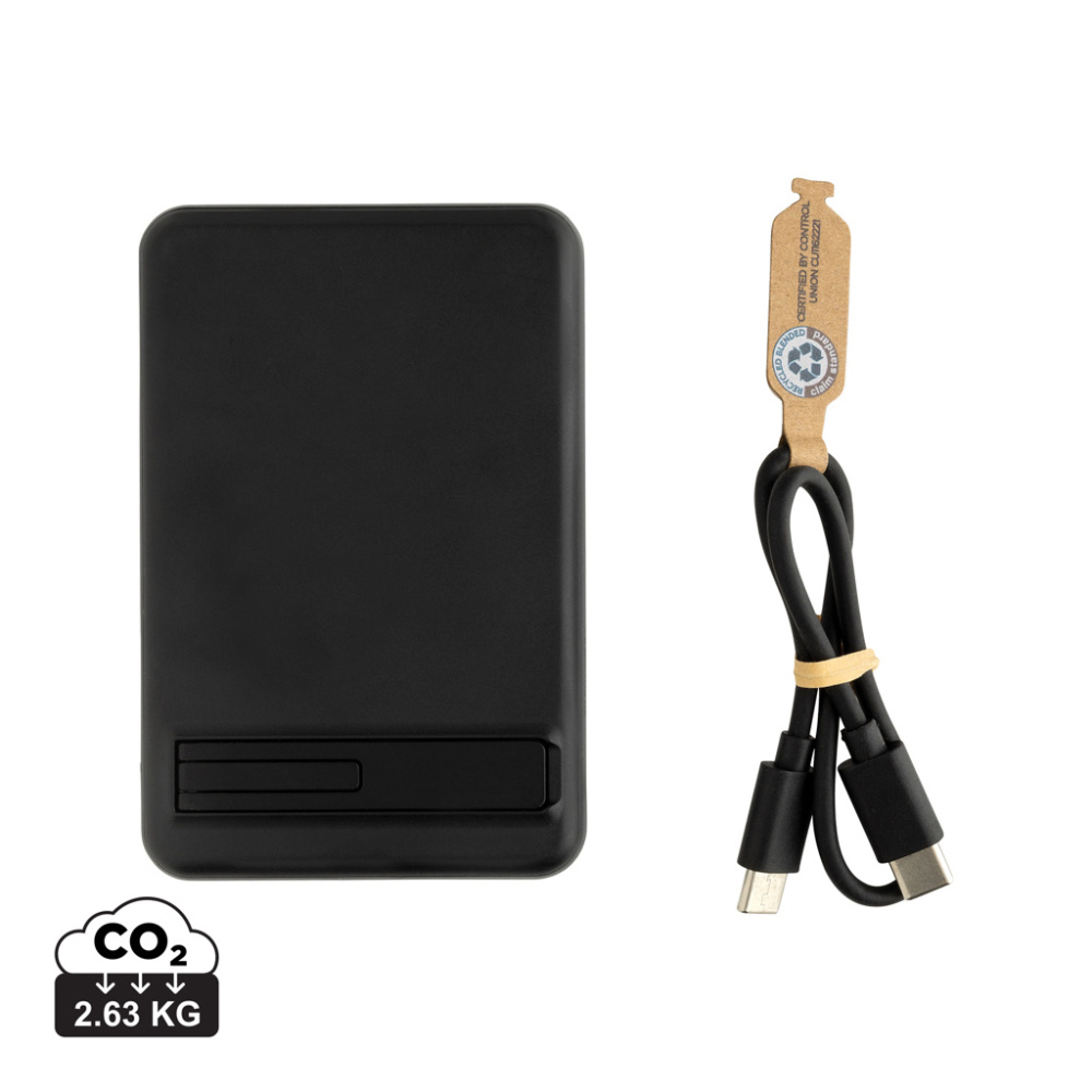 Logo trade promotional products image of: Zen RCS rplastic 5000 mah 5W magnetic bamboo powerbank