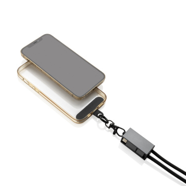 Logo trade advertising products image of: Terra RCS recycled PET phone cord with dual charge cable