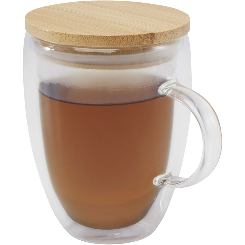 Logotrade promotional merchandise photo of: Leona 350 ml glass cup with bamboo lid