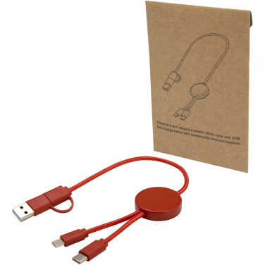 Logo trade promotional giveaways image of: Citala 5-in-1 recycled plastic 30 cm data sync and 27W fast charge cable