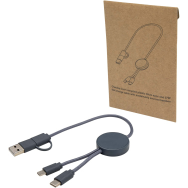 Logo trade advertising products picture of: Citala 5-in-1 recycled plastic 30 cm data sync and 27W fast charge cable