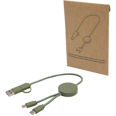 Logo trade promotional merchandise photo of: Citala 5-in-1 recycled plastic 30 cm data sync and 27W fast charge cable