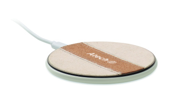 Logo trade promotional giveaways picture of: Cork wireless charger 15W