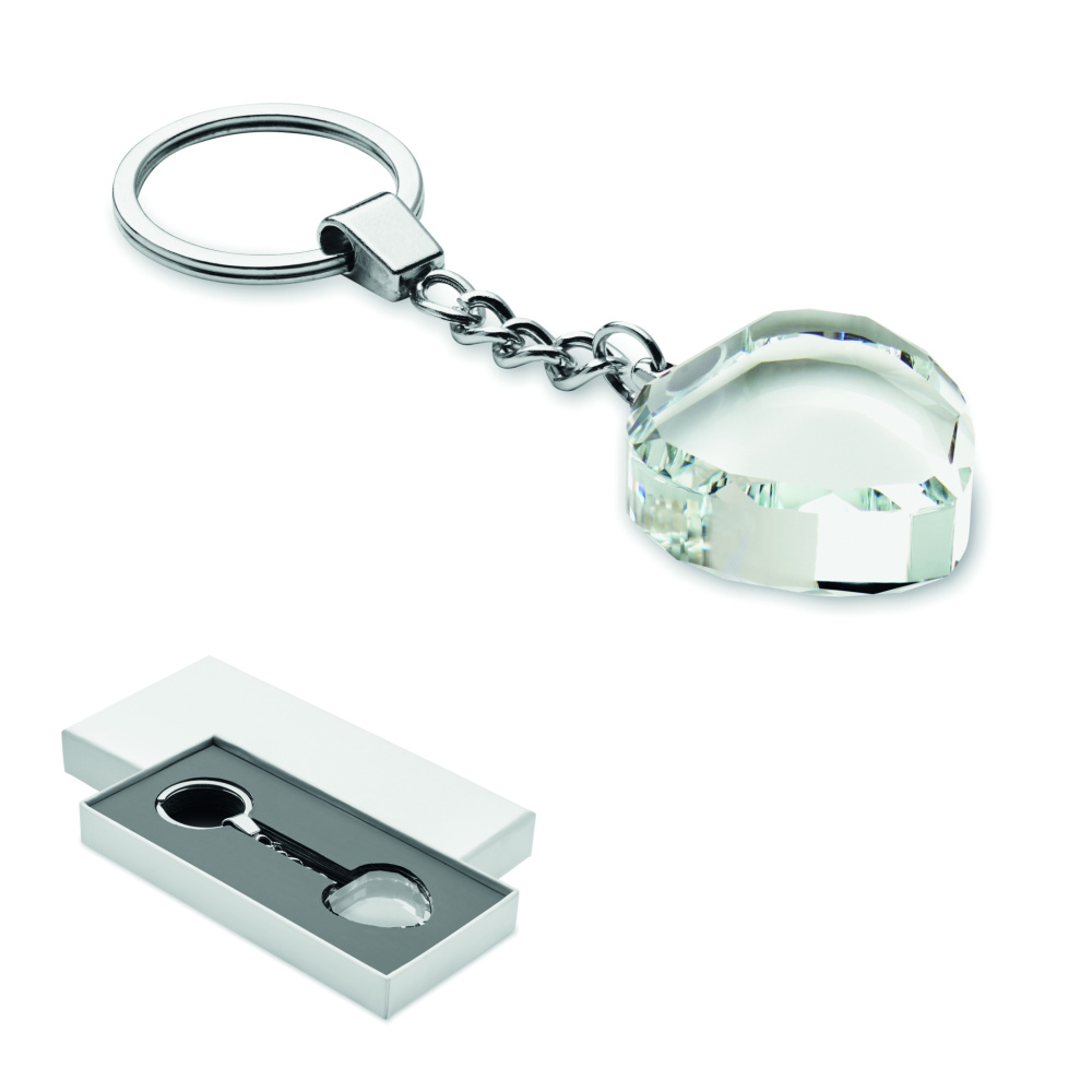 Logo trade promotional giveaways image of: Glass heart award key ring