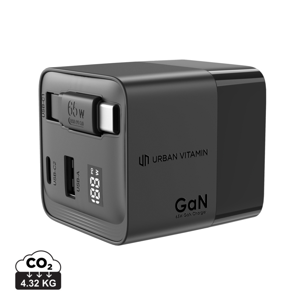 Logotrade promotional product picture of: Urban Vitamin Mendocino 65W GaN charger retractable cable