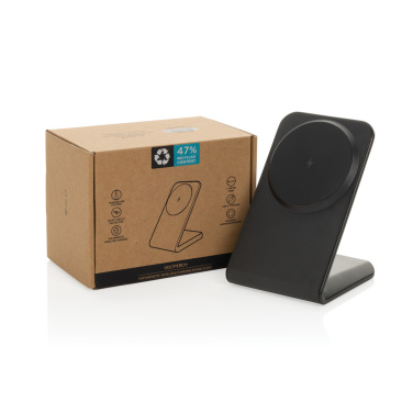 Logo trade promotional merchandise image of: VoltPerch RCS recycled plastic 15W magnetic wireless charger