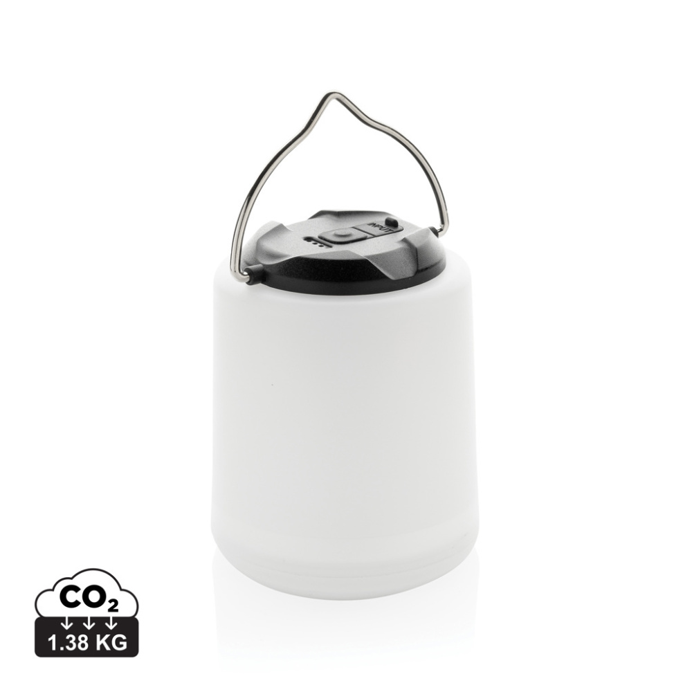 Logo trade business gifts image of: Limio RCS recycled plastic portable re-chargeable table lamp