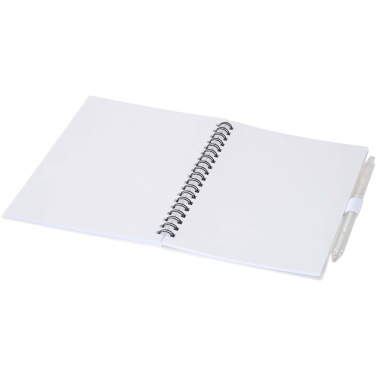 Logo trade promotional product photo of: Niove recycled plastic soft cover notebook and ballpoint pen set (blue ink)
