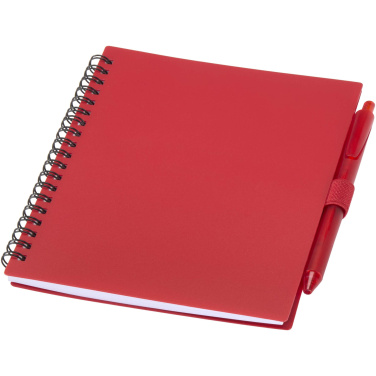 Logo trade advertising products image of: Niove recycled plastic soft cover notebook and ballpoint pen set (blue ink)