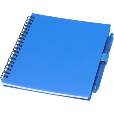 Logo trade corporate gifts picture of: Niove recycled plastic soft cover notebook and ballpoint pen set (blue ink)