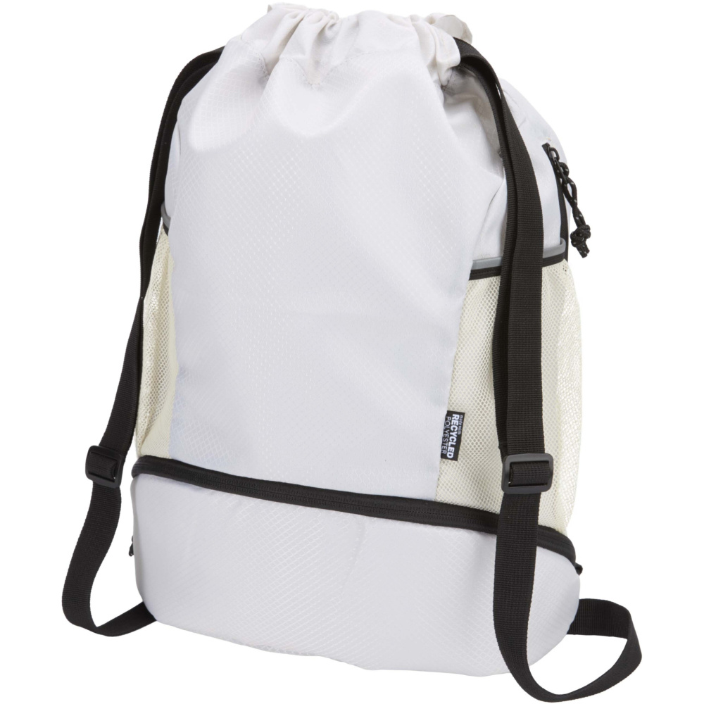 Logo trade business gifts image of: Nomad GRS recycled sports drawstring bag with bottom compartment 18L