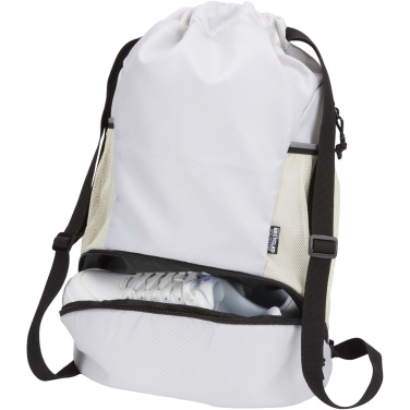 Logotrade advertising products photo of: Nomad GRS recycled sports drawstring bag with bottom compartment 18L
