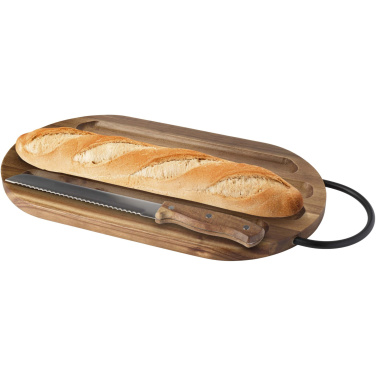 Logo trade promotional merchandise picture of: Prestige acacia wood chopping board with bread knife