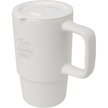 Logo trade promotional giveaways image of: Carter 450 ml ceramic mug with plastic lid