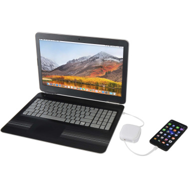 Logo trade promotional gift photo of: Gloas 5-in-1 recycled retractable data sync and 100W fast charge cable with smartphone tool kit