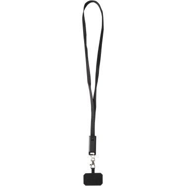 Logotrade corporate gift picture of: Franz recycled plastic smartphone lanyard with built-in data sync and 65W fast charge 5-in-1 cable