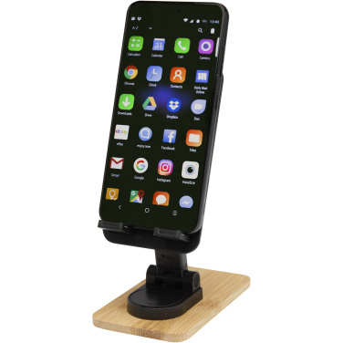 Logotrade promotional merchandise photo of: Alfirk recycled plastic foldeable desk phone stand with bamboo details