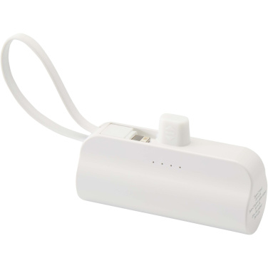 Logo trade promotional products image of: Alnair 5000 mAh 10W recycled plastic Type-C power bank with built-in flip stand and 2-in-1 cable