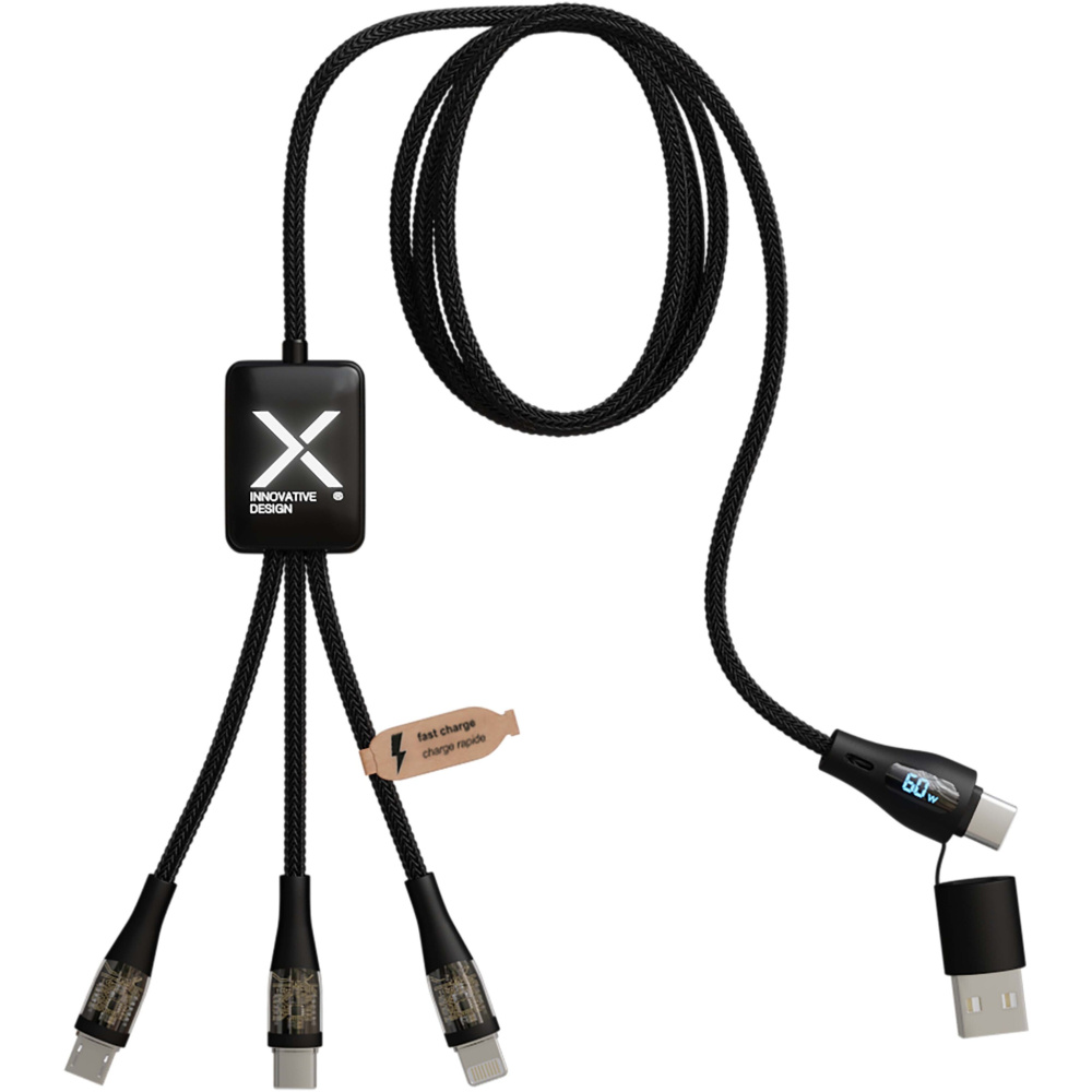 Logotrade promotional products photo of: SCX.design C51 60W 5-in-1 rPET fast charging cable with display