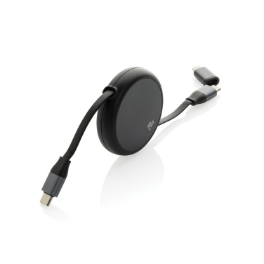 Logo trade corporate gifts picture of: Terra RCS recycled aluminium retractable 240W 2-in-1 cable