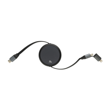 Logo trade advertising products picture of: Terra RCS recycled aluminium retractable 240W 2-in-1 cable