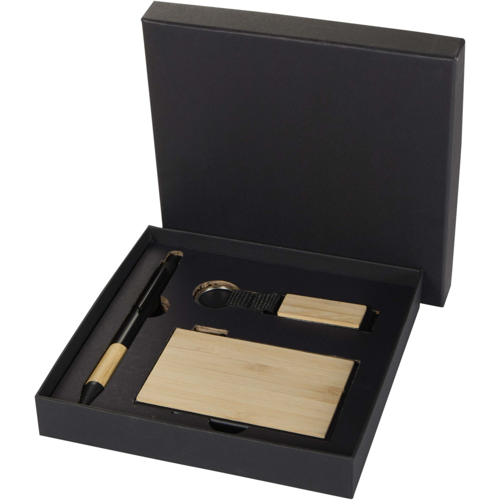 Logo trade promotional products picture of: Minka RCS recycled aluminium ballpoint pen, keychain and RFID card holder gift set